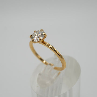 Anillo Solitario de Moissanita en Plata 925 y Baño Oro 18K