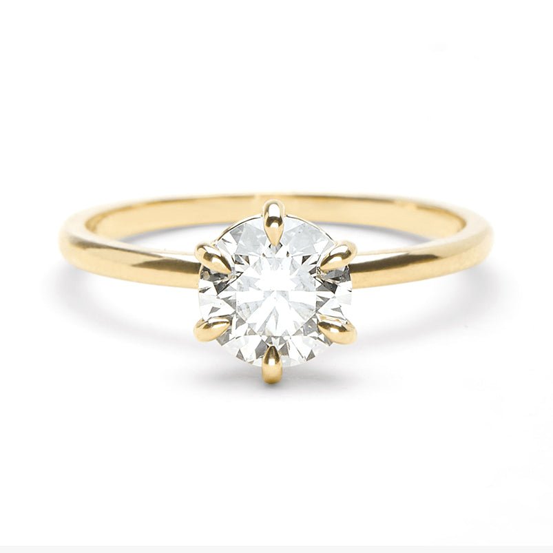 Anillo Solitario "Destello Eterno" en Plata 925 con baño Oro 18K y Moissanite