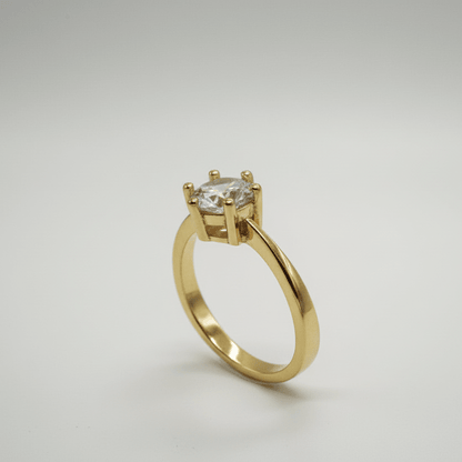 Anillo Solitario, joyería de plata de ley 925 con Baño de Oro