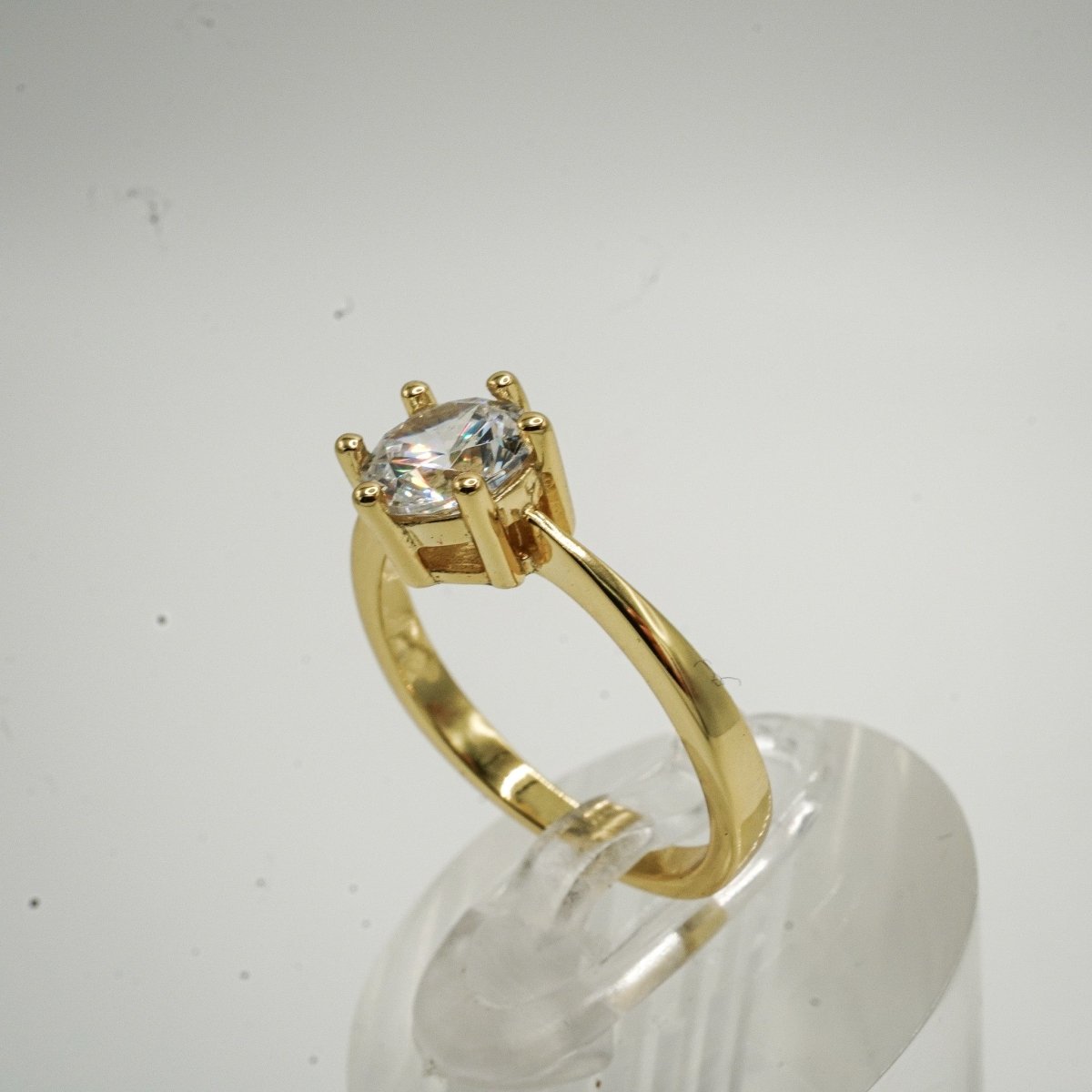 Anillo Solitario, joyería de plata de ley 925 con Baño de Oro