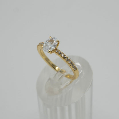 Anillo "Solitario Ovalado" en Plata 925 con Zirconias Cúbicas