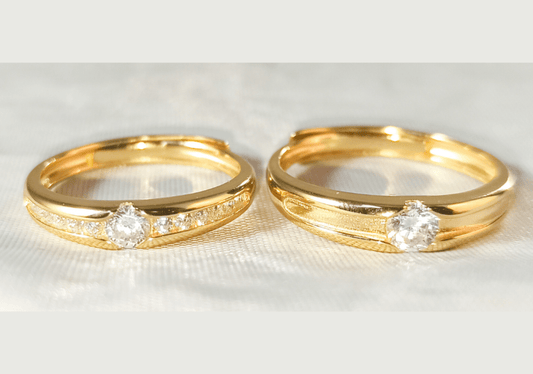Anillos para parejas en plata 925 con zircónias cúbicas. Estilo moderno y elegante - Aurora Boré
