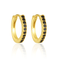 Aretes Argolla Dorada con Zirconias Negras – Plata 925