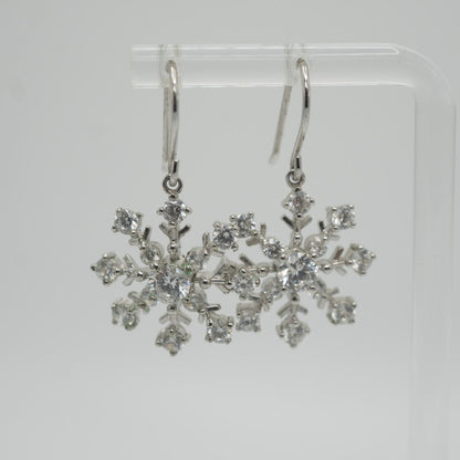 Aretes Copo de Nieve en Plata 925 y Zirconias