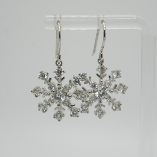 Aretes Copo de Nieve en Plata 925 y Zirconias