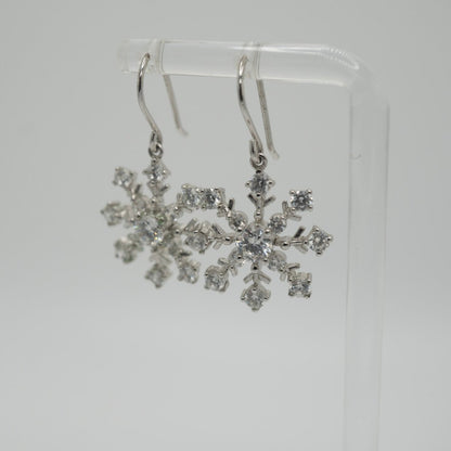 Aretes Copo de Nieve en Plata 925 y Zirconias