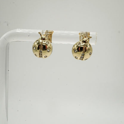 Aretes de tortolita en plata 925 con baño de oro