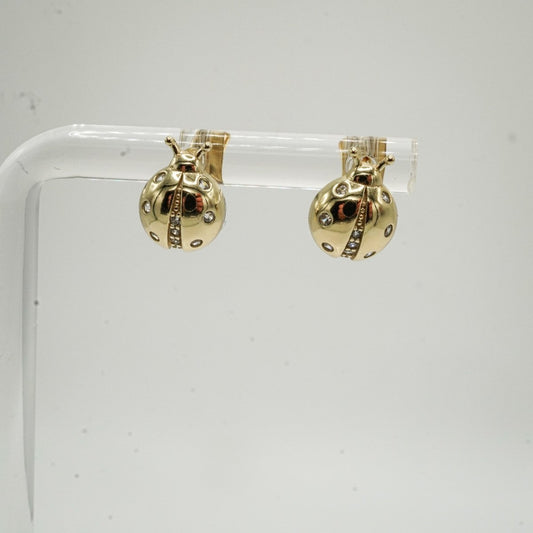 Aretes de tortolita en plata 925 con baño de oro