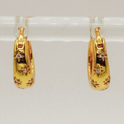 Aretes "Dorada Estelar" – Plata 925 con Baño de Oro 18K y Zirconias Blancas