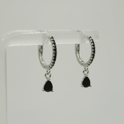 Aretes Elegancia Nocturna, Plata 925 con Circonitas Negras
