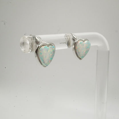 Aretes en plata 925 con ópalo de corazón