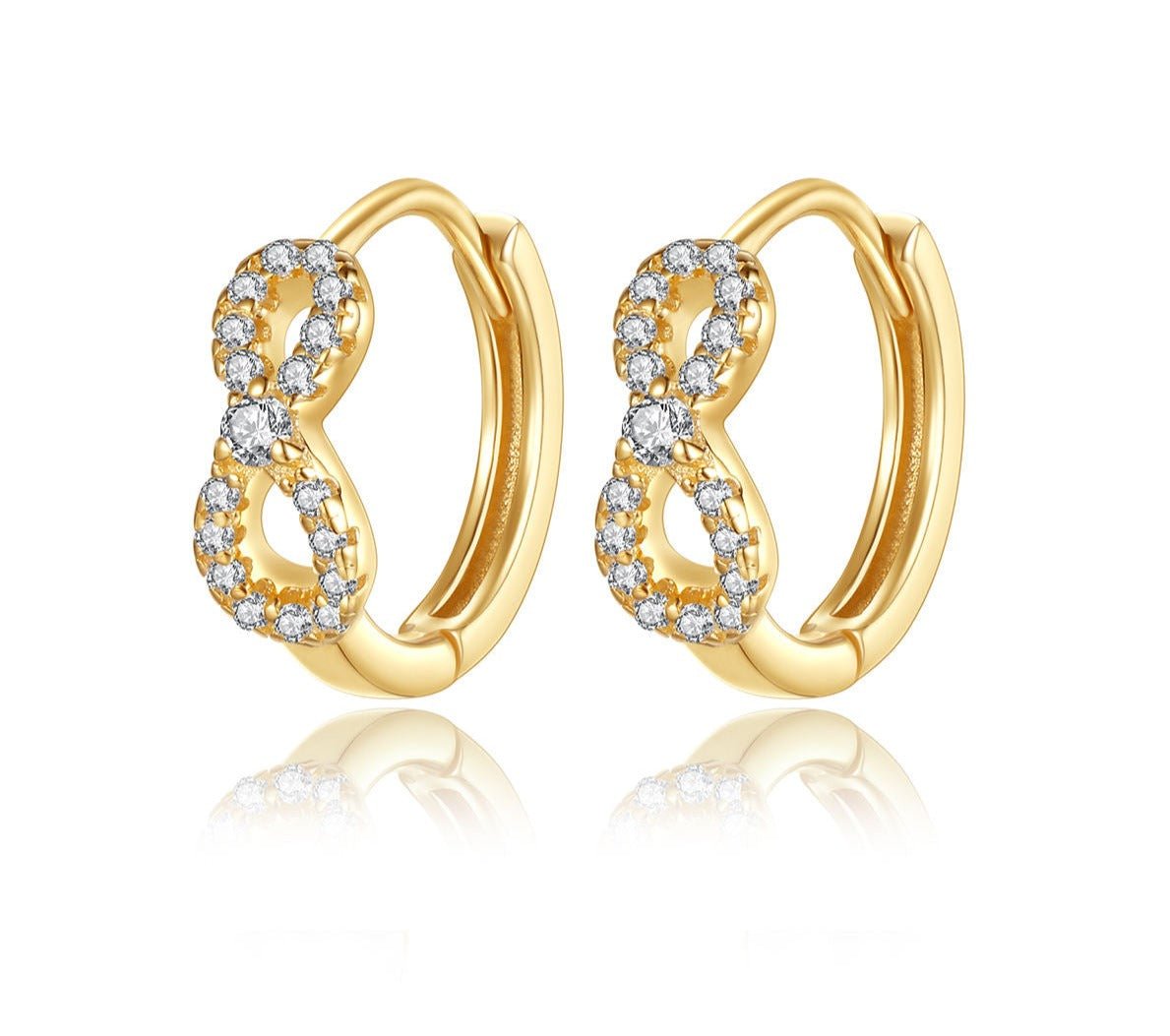 Aretes estilo argolla Infinito para Mujer de Moda Plata 925 con baño de oro 14K