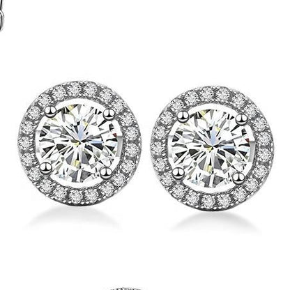 Aretes Estilo Halo en Plata 925 con Zirconias Cúbicas