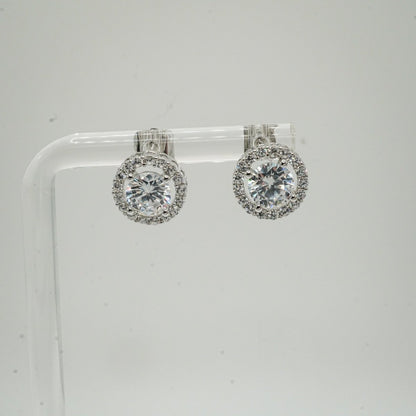 Aretes Estilo Halo en Plata 925 con Zirconias Cúbicas
