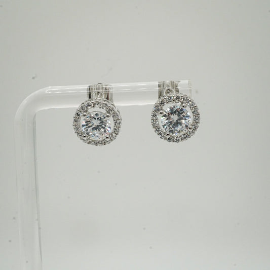 Aretes Estilo Halo en Plata 925 con Zirconias Cúbicas