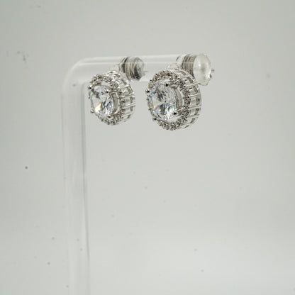 Aretes Estilo Halo en Plata 925 con Zirconias Cúbicas