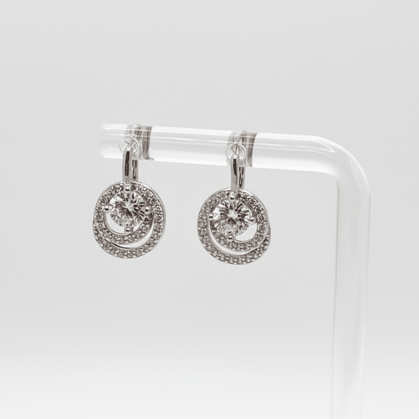 Aretes estilo Halo, material Plata 925 y Zirconias