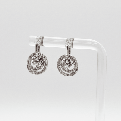 Aretes estilo Halo, material Plata 925 y Zirconias