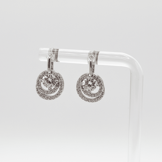 Aretes estilo Halo, material Plata 925 y Zirconias