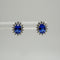 Aretes Halo en Plata 925 con Zirconia Azul y Detalles Brillantes