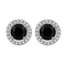 Aretes Halo en Plata 925 con Zirconia Negra y Detalles en Zirconias Blancas