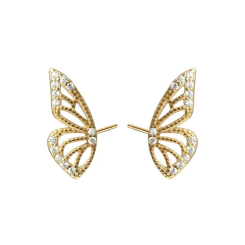 Aretes Mariposa hechos en 925 de plata con baño de oro 18K - Aurora Boré