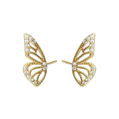 Aretes Mariposa hechos en 925 de plata con baño de oro 18K - Aurora Boré