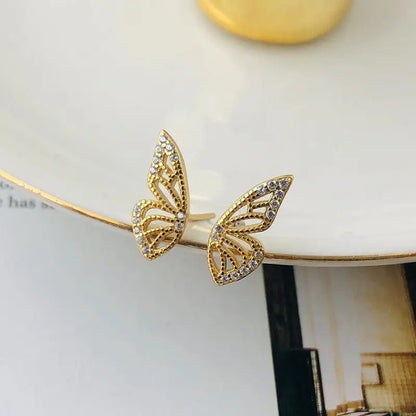 Aretes Mariposa hechos en 925 de plata con baño de oro 18K - Aurora Boré