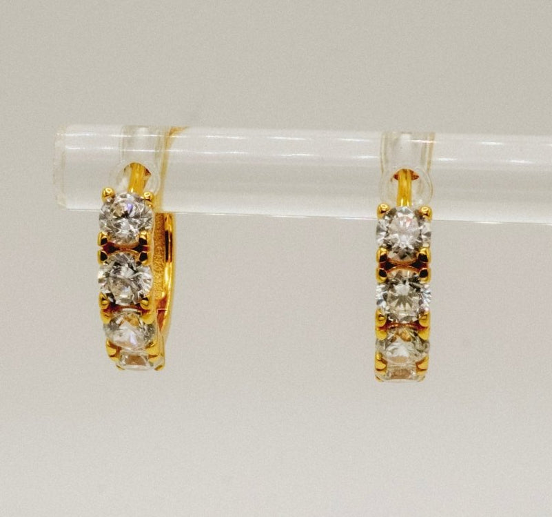 Aretes "Órbita Dorada" – Plata 925 con Zirconia