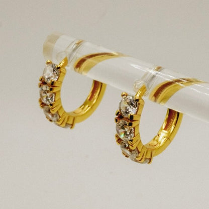 Aretes "Órbita Dorada" – Plata 925 con Zirconia