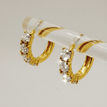 Aretes "Órbita Dorada" – Plata 925 con Zirconia con baño de oro 18K