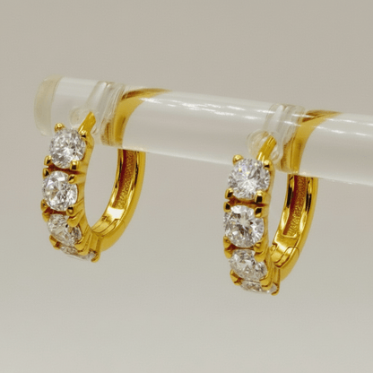 Aretes "Órbita Dorada" – Plata 925 con Zirconia con baño de oro 18K