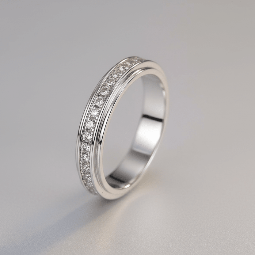 Argolla infinita de plata de ley 925 con zirconias en todo su alrededor