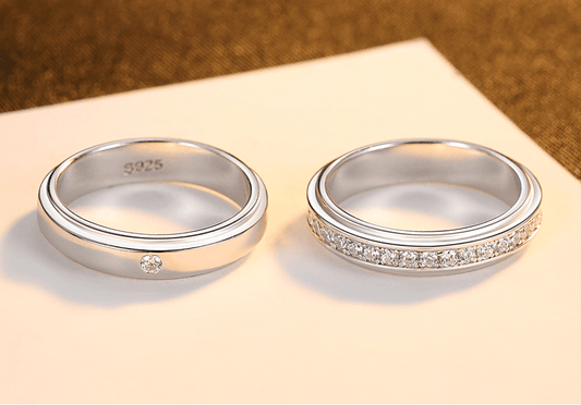 Argollas para parejas, en Plata 925 con Zirconias - Aurora Boré