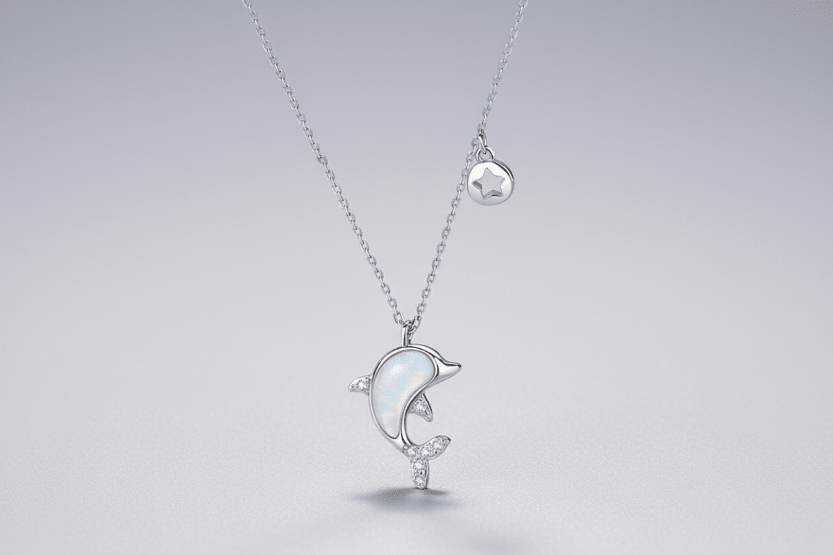 Cadena Delfín Tornasol en Plata 925 con Zirconias