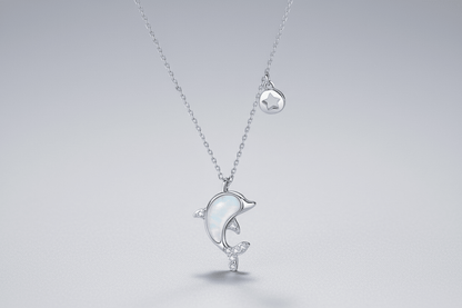 Cadena Delfín Tornasol en Plata 925 con Zirconias