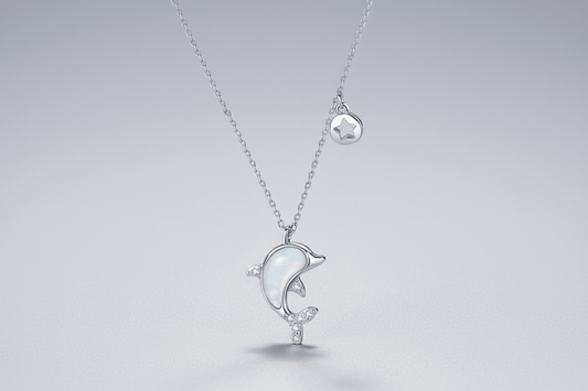 Cadena Delfín Tornasol en Plata 925 con Zirconias