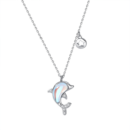 Cadena Delfín Tornasol en Plata 925 con Zirconias