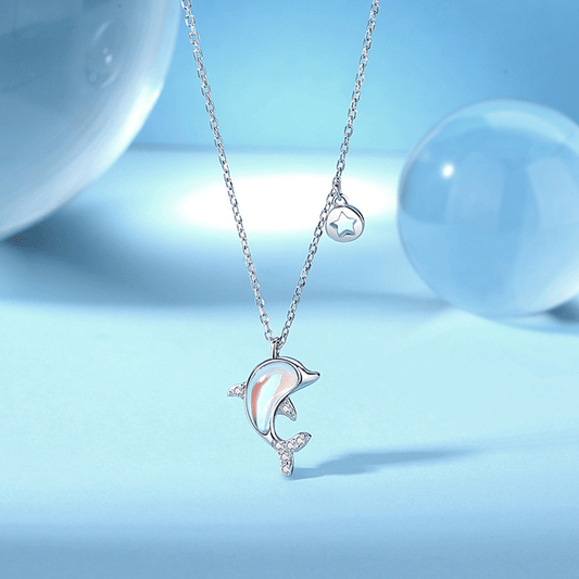 Cadena Delfín Tornasol en Plata 925 con Zirconias