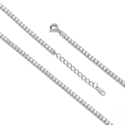 Cadena Tenis Unisex de Zirconias 2 mm – Plata 925 con Baño de Rodio (46 cm)