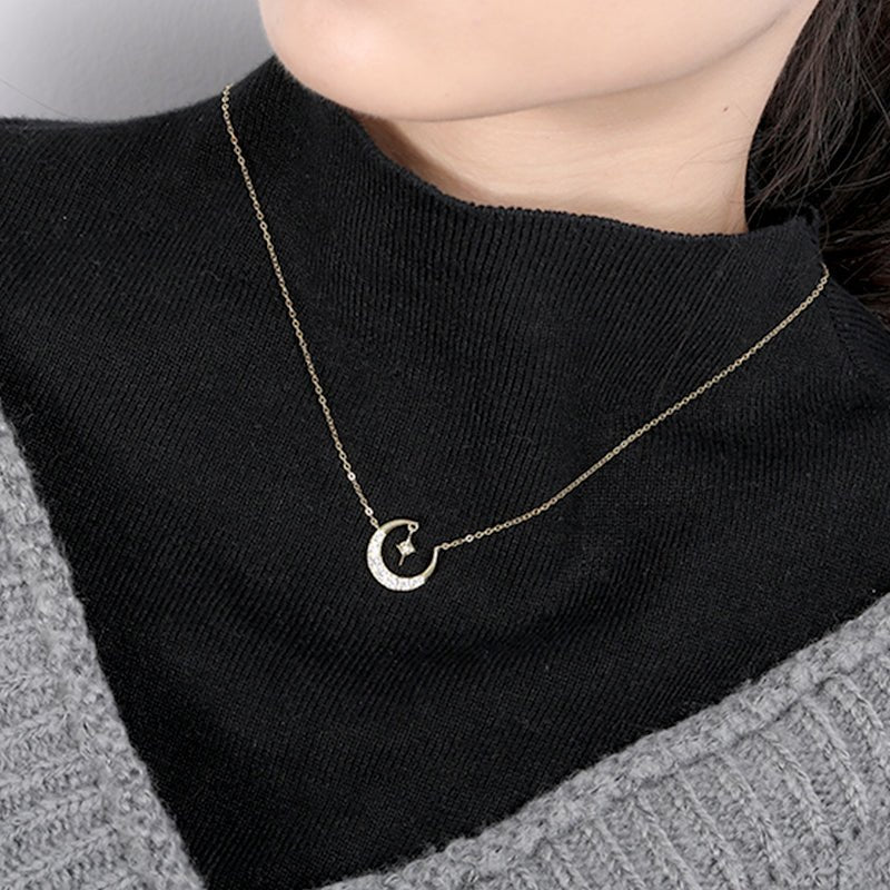 Colgante de plata 925 con oro de 18K; encanto de Luna - Aurora Boré