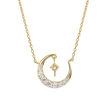 Colgante de plata 925 con oro de 18K; encanto de Luna - Aurora Boré