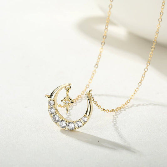 Colgante de plata 925 con oro de 18K; encanto de Luna