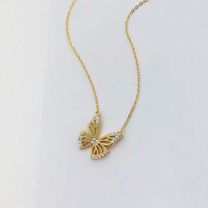 ✨ Collar “Alas de Libertad” – Plata 925 con Baño de Oro 18K y Zirconias
