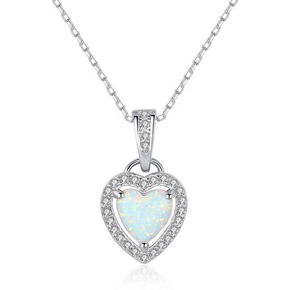 Collar de corazón de Opalo en forma de corazón en plata 925