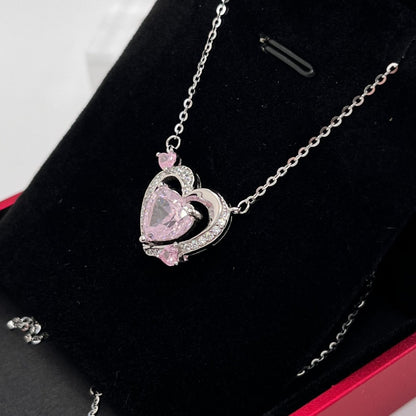 Collar de corazón flechado, en Plata 925 con Baño de Rodio