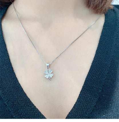 Collar de trébol de cuatro hojas en plata de ley 925 - Aurora Boré