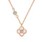 Collar en forma de trébol blanco de cuatro hojas hecha de plata 925 Gold Rose - Aurora Boré