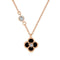 Collar en forma de trébol negro de cuatro hojas hecha de plata 925 Gold Rose - Aurora Boré
