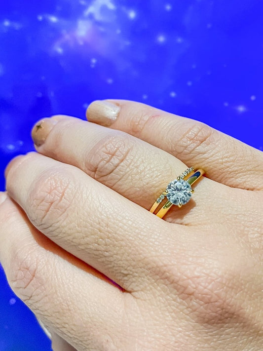 💛 Dúo “Compromiso Dorado” – Plata 925 con Baño de Oro 14K y Zirconia Cúbica